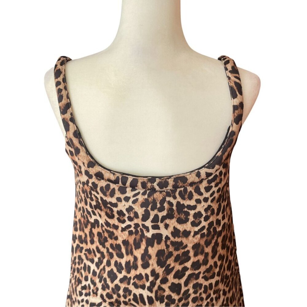 NWT Dhruv Kapoor Sleeveless Sweetheart Mini Dress Leopard Scuba MP - Picture 4 of 10